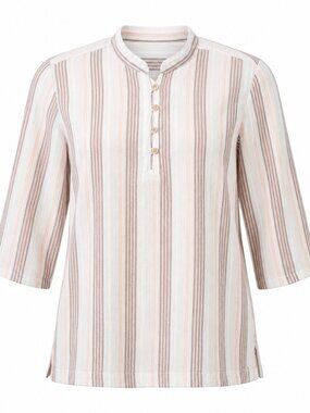 Columbia Top Blouse Shirt Womens Medium Beige Striped Lightweight